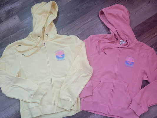 Full zip hoodie - yellow or coral color
