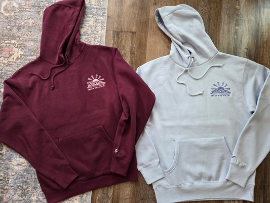 Embroidered hoodie Pale Blue or Maroon