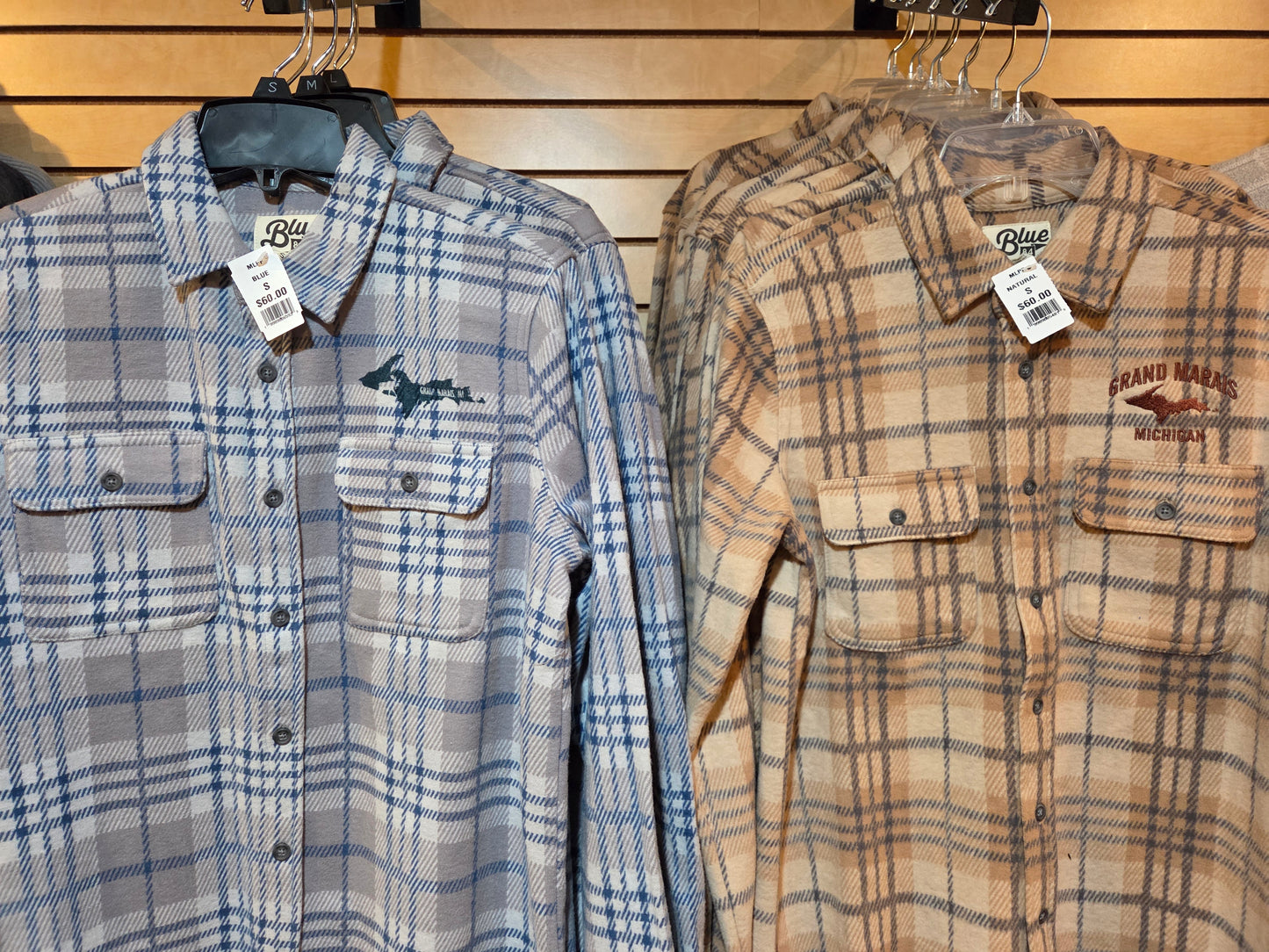 Knit flannel shirt - blue or natural