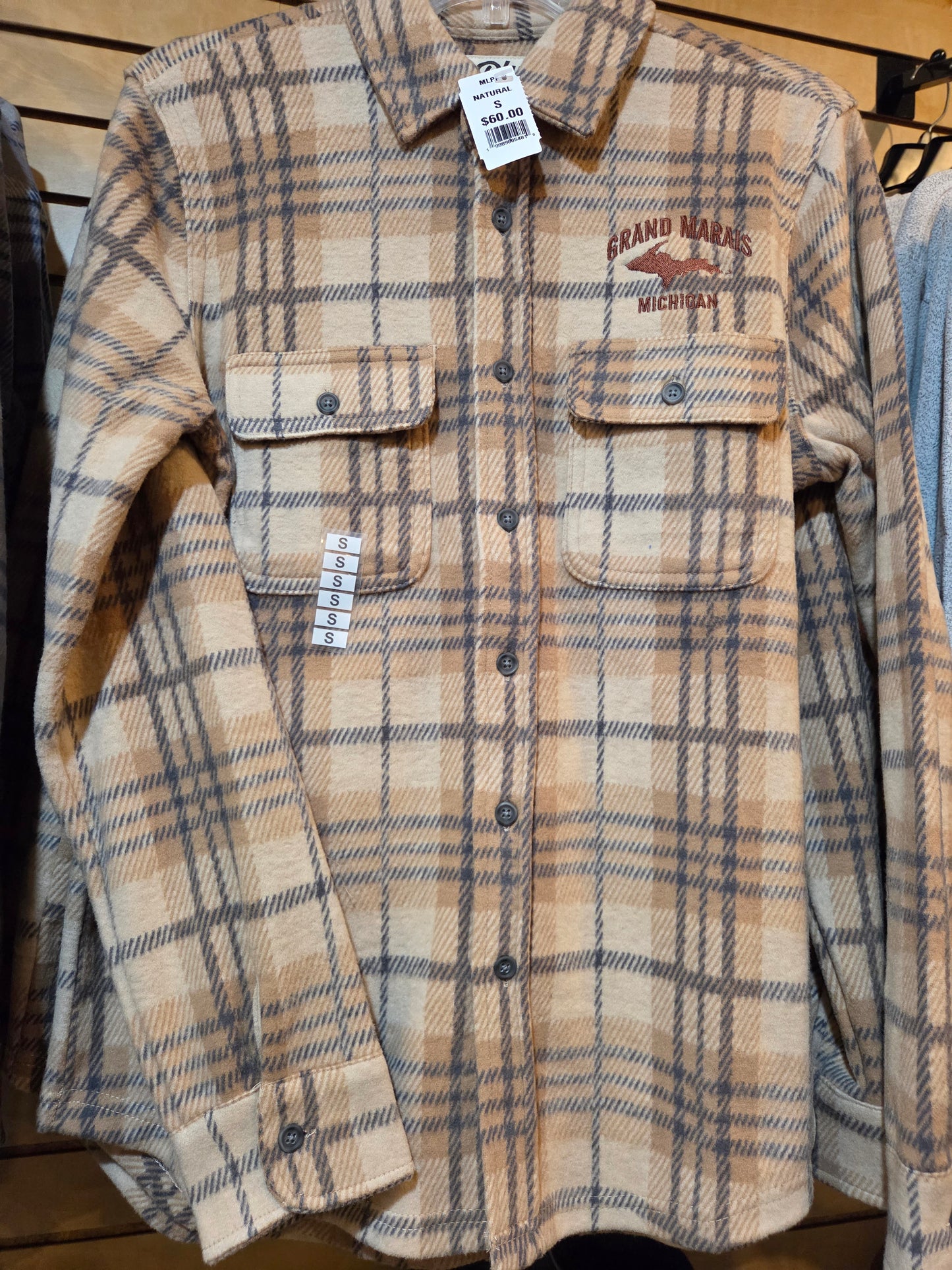 Knit flannel shirt - blue or natural