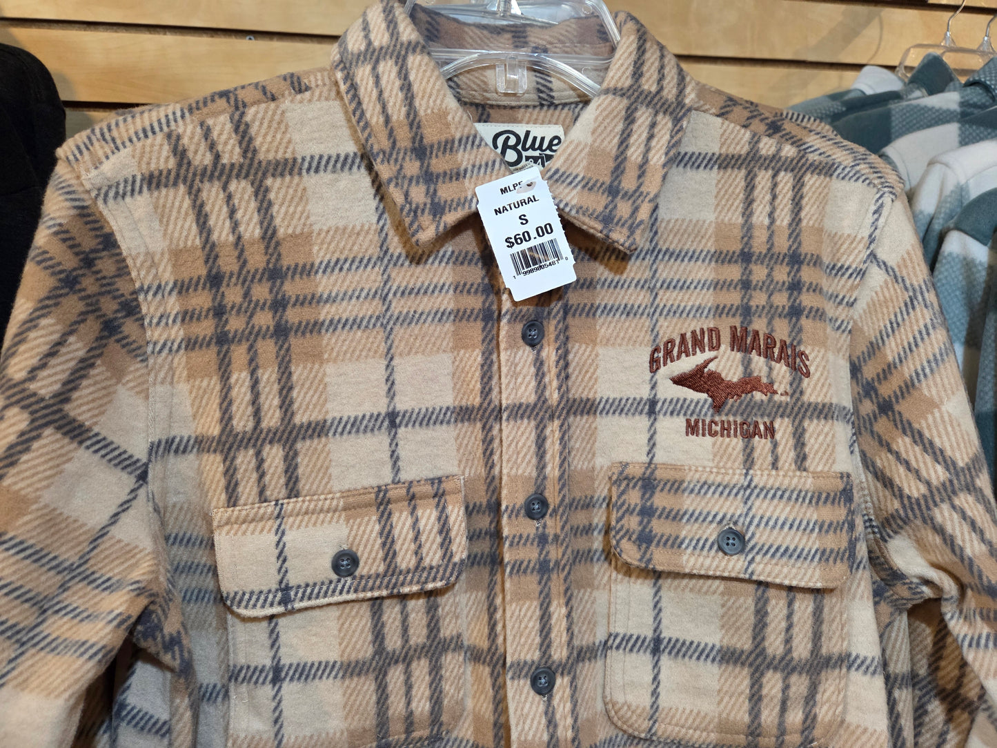 Knit flannel shirt - blue or natural