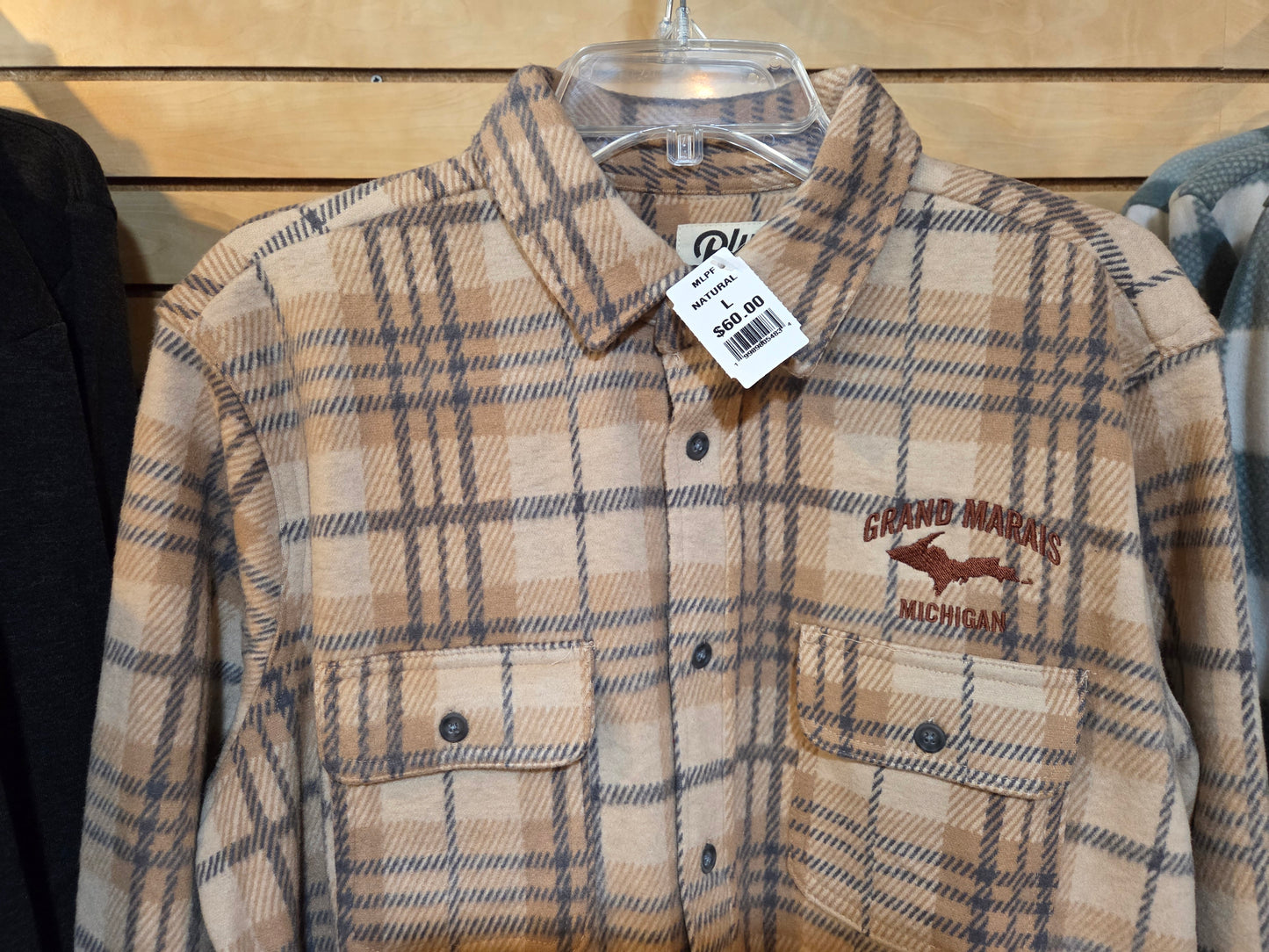 Knit flannel shirt - blue or natural