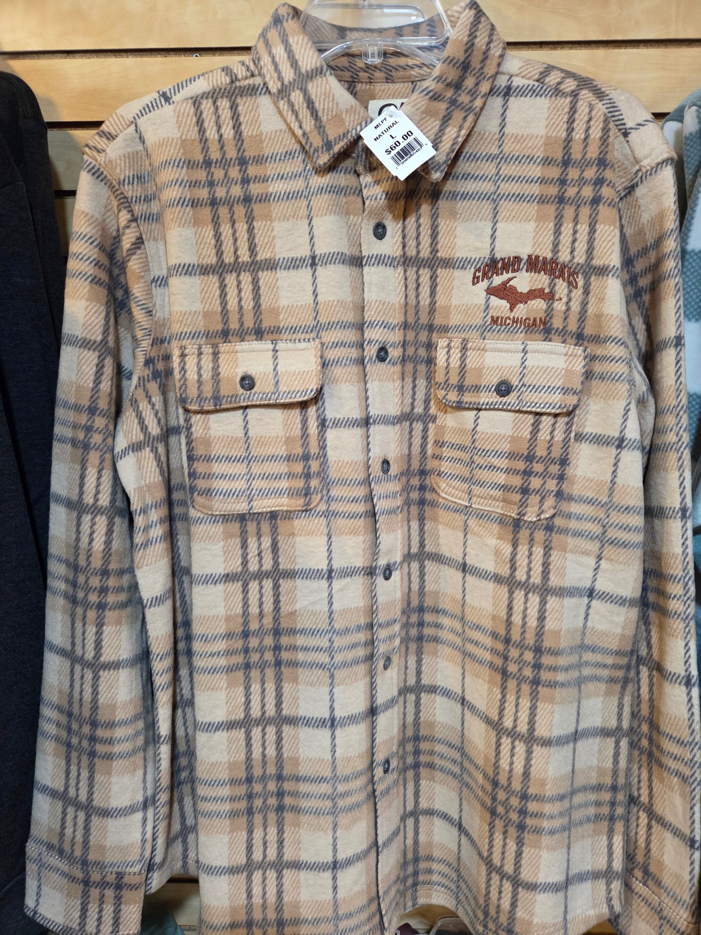 Knit flannel shirt - blue or natural