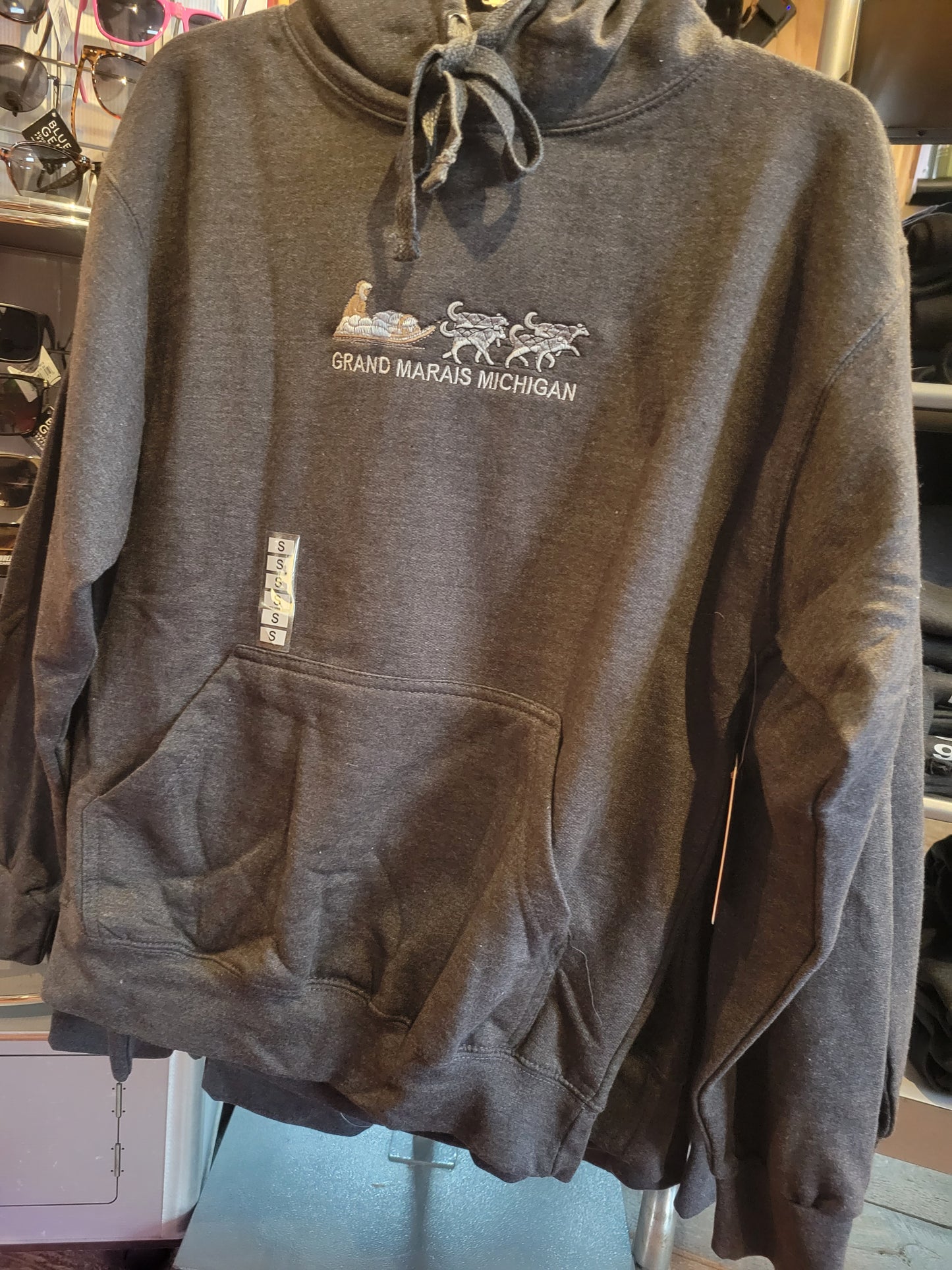 Grey Sled Dog Long sleeve Hooded sweatshirt